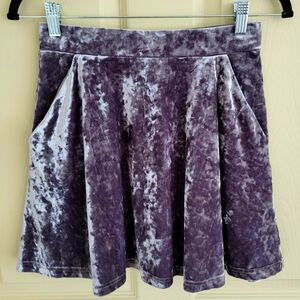 Topshop Silver Crushed Velvet Flippy Skater Mini Skirt With Pockets, Size 4